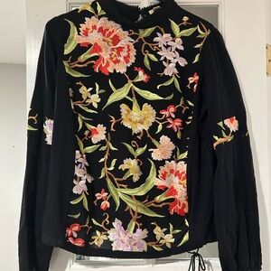 Vibrant Floral Embroidered Women's Blouse